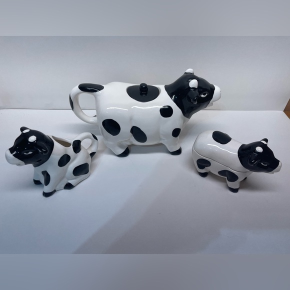 VTG. CARDIA MILK COW TEA/COFFEE SUGAR, CREAMER SET - Picture 1 of 16